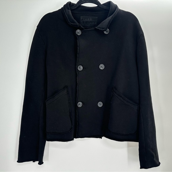 Frank & Eileen Mini Belfast Knit Sweatshirt Blazer Jacket Solid Black Medium - Picture 3 of 9